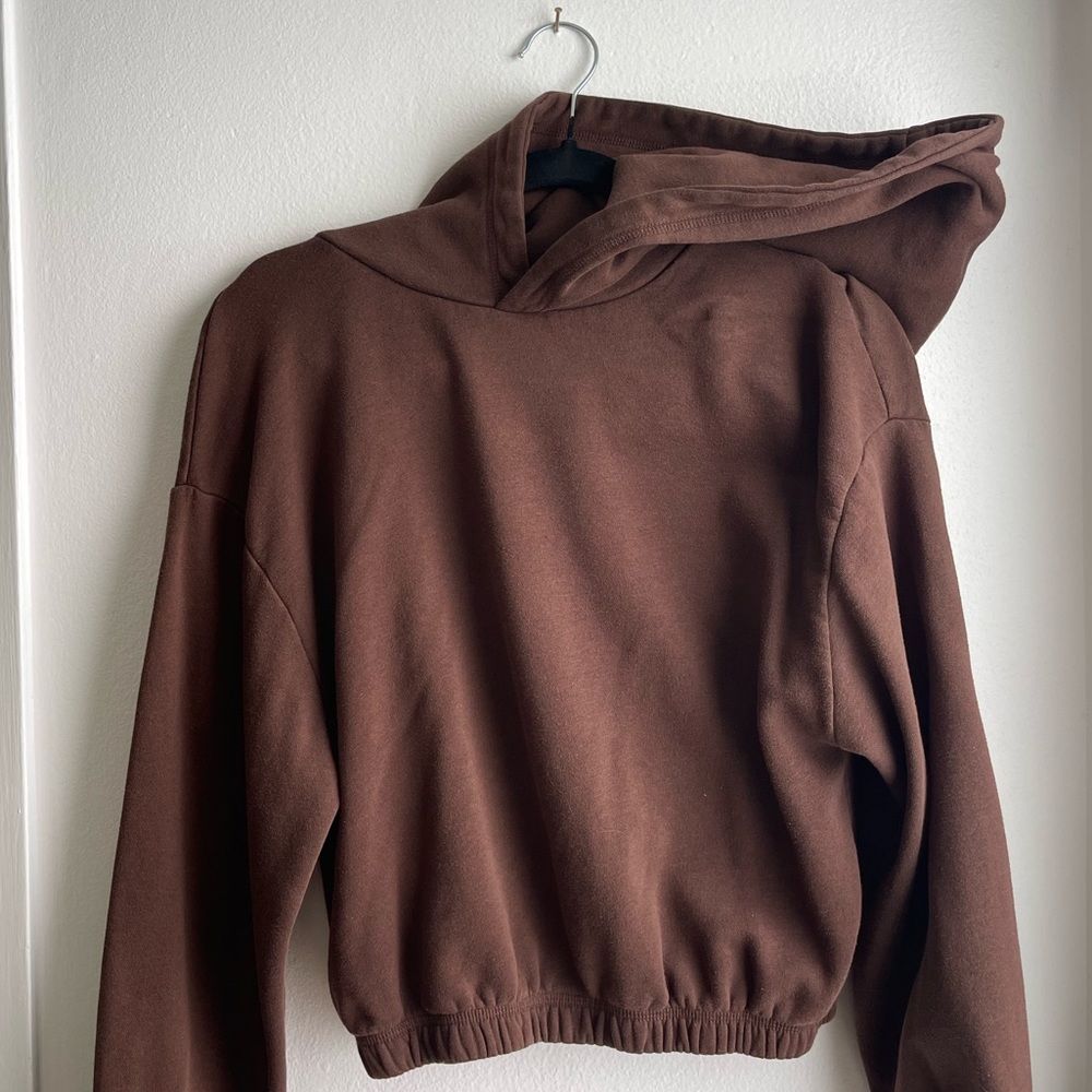 Zara Brown Cropped Hoodie
